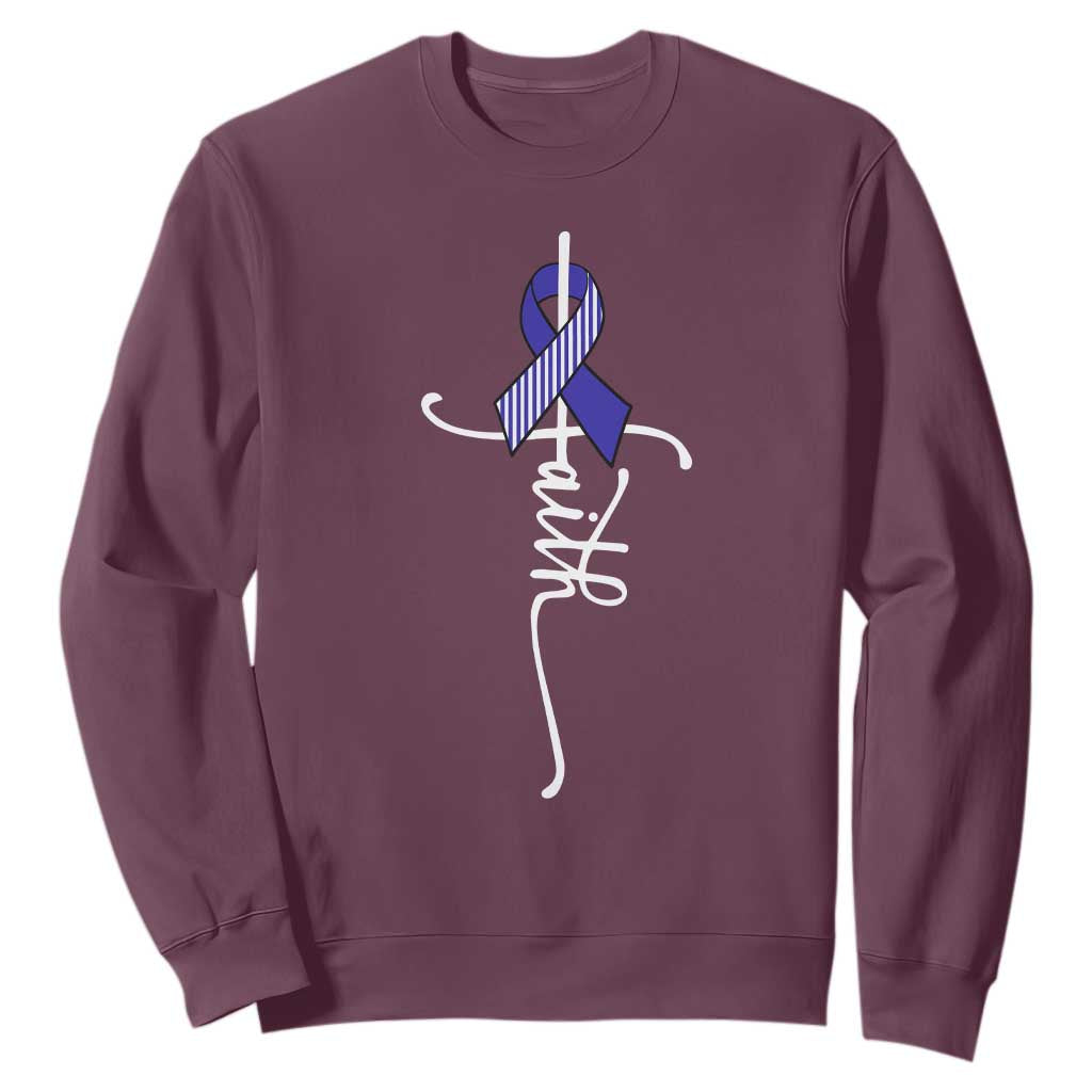 Faith ALS Awareness Sweatshirt Blue Ribbon Motivational TS10 Maroon Print Your Wear