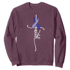 Faith ALS Awareness Sweatshirt Blue Ribbon Motivational TS10 Maroon Print Your Wear