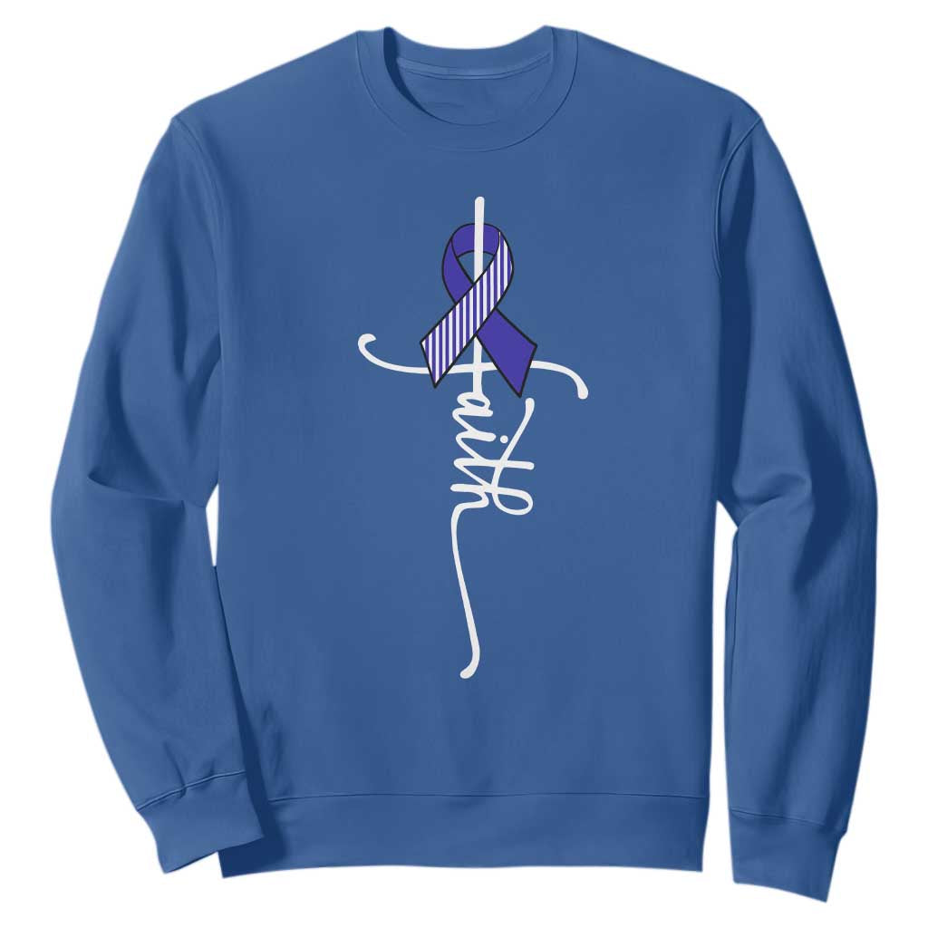 Faith ALS Awareness Sweatshirt Blue Ribbon Motivational TS10 Royal Blue Print Your Wear