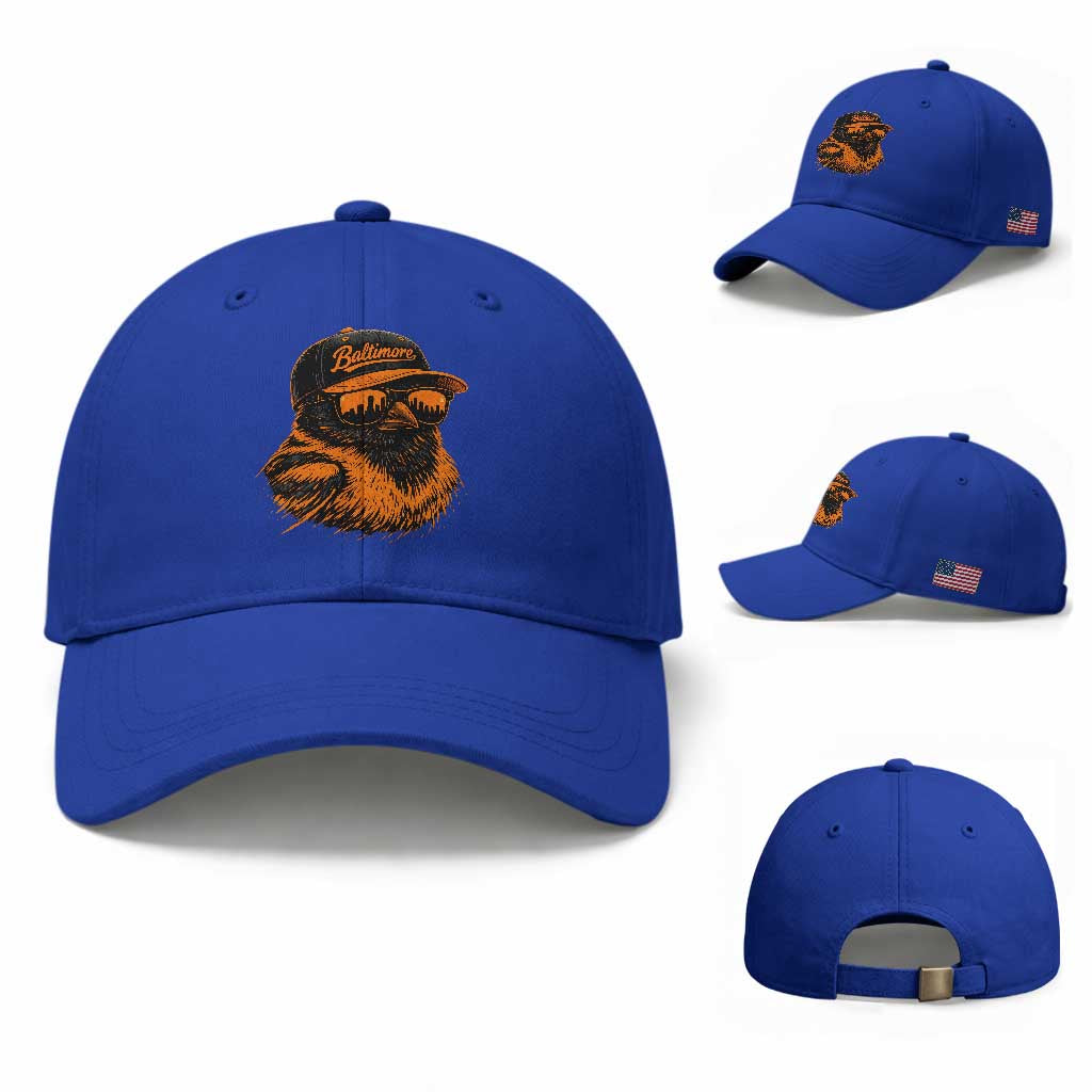 Retro Baltimore Baseball Cap City Pride Oriole With Sunglasses TS10 Baseball Cap Universal Fit Royal Blue Print Your Wear