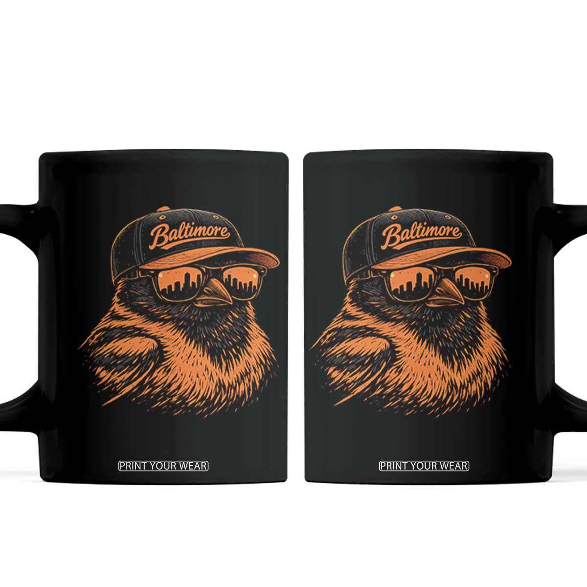 Retro Baltimore Coffee Mug City Pride Oriole With Sunglasses TS10 Black Print Your Wear