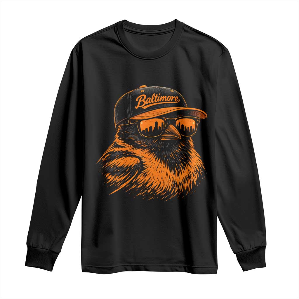 Retro Baltimore Long Sleeve Shirt City Pride Oriole With Sunglasses TS10 Black Print Your Wear