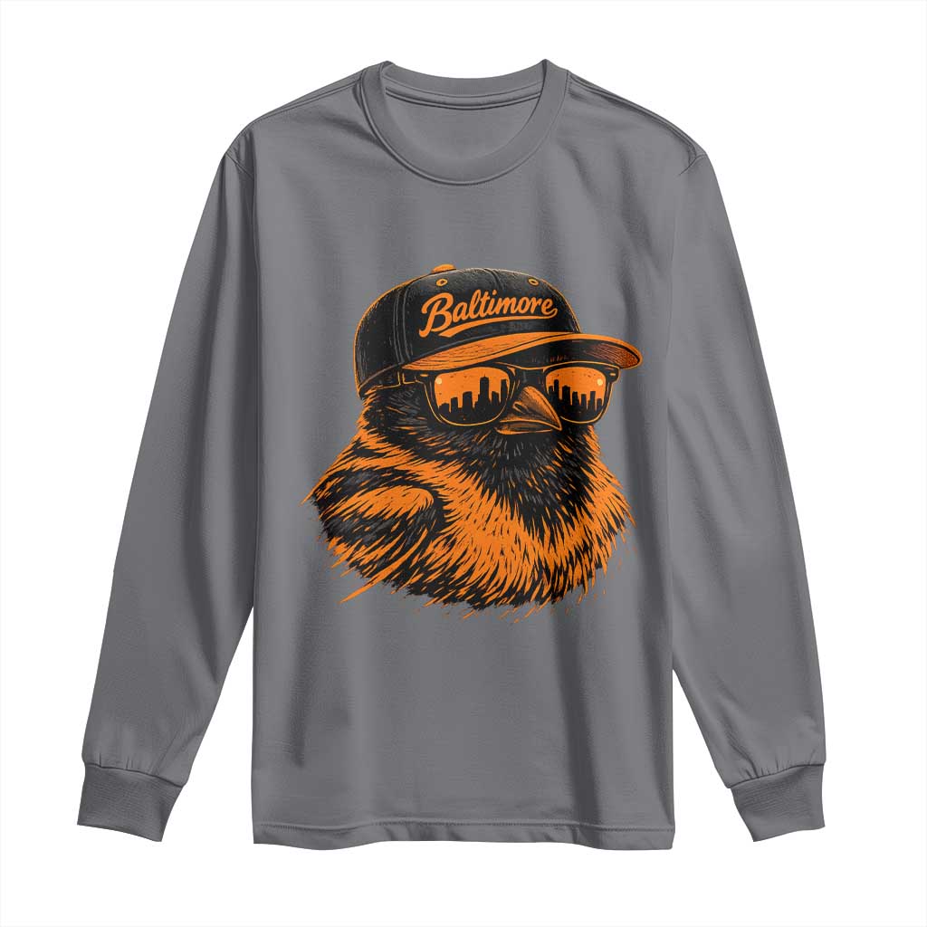 Retro Baltimore Long Sleeve Shirt City Pride Oriole With Sunglasses TS10 Charcoal Print Your Wear