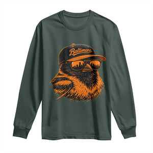 Retro Baltimore Long Sleeve Shirt City Pride Oriole With Sunglasses TS10 Dark Forest Green Print Your Wear