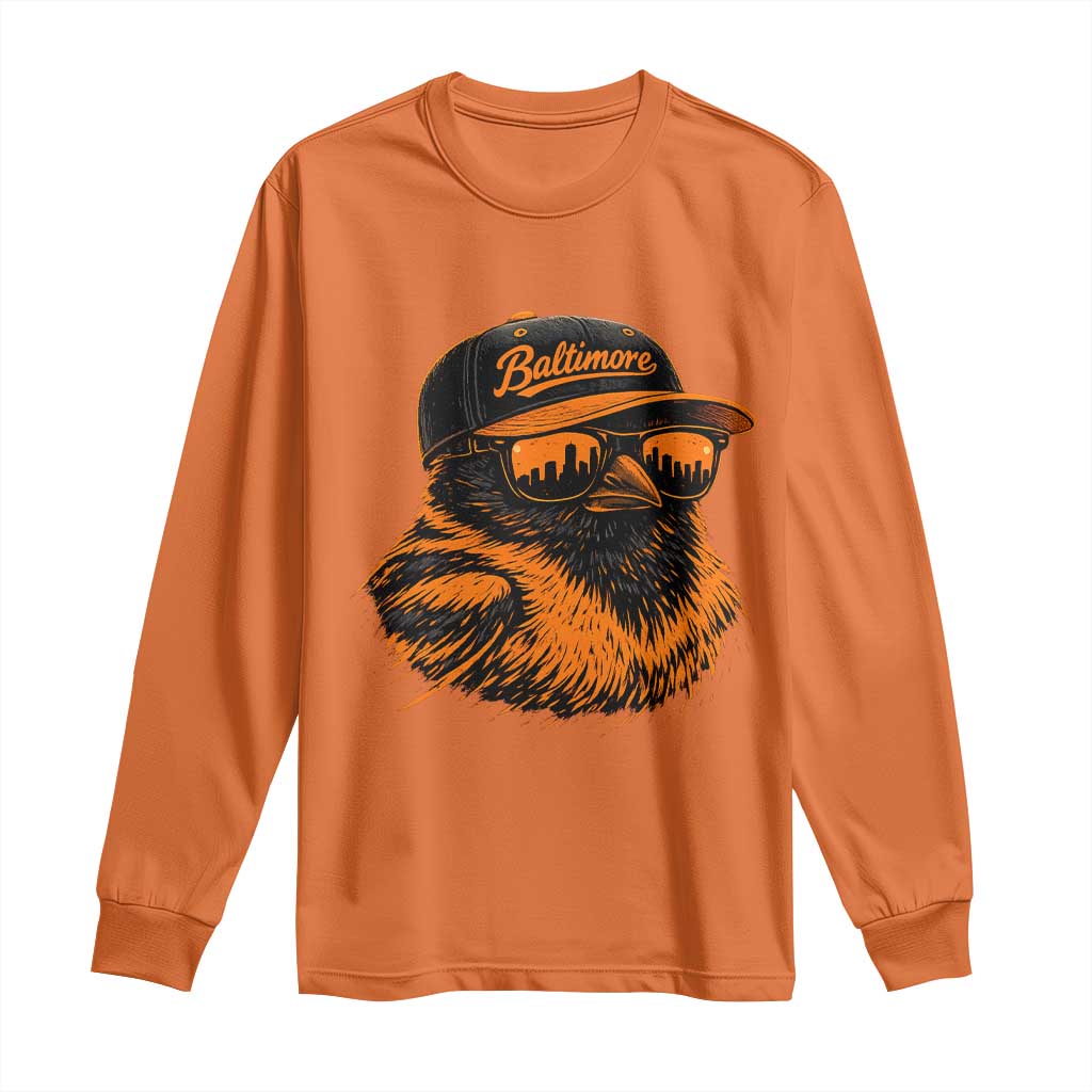 Retro Baltimore Long Sleeve Shirt City Pride Oriole With Sunglasses TS10 Orange Print Your Wear