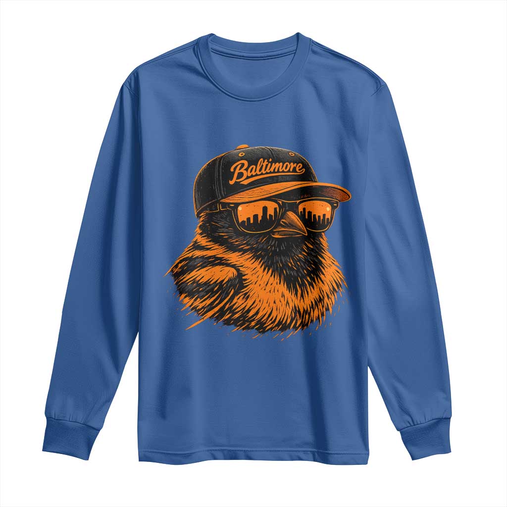 Retro Baltimore Long Sleeve Shirt City Pride Oriole With Sunglasses TS10 Royal Blue Print Your Wear