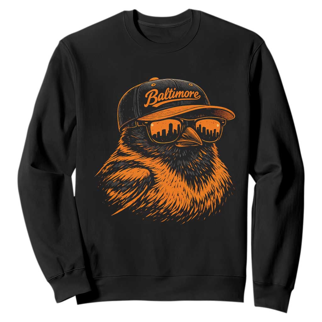 Retro Baltimore Sweatshirt City Pride Oriole With Sunglasses TS10 Black Print Your Wear