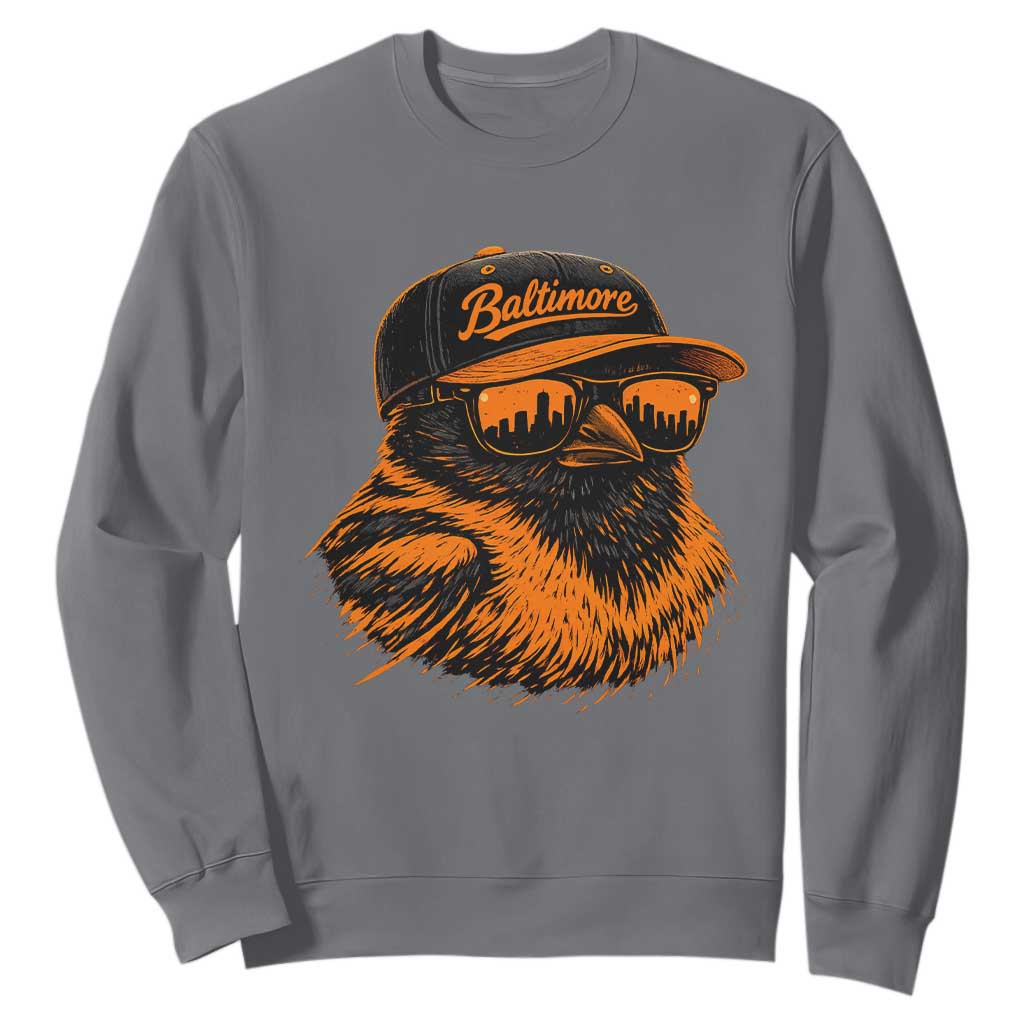 Retro Baltimore Sweatshirt City Pride Oriole With Sunglasses TS10 Charcoal Print Your Wear