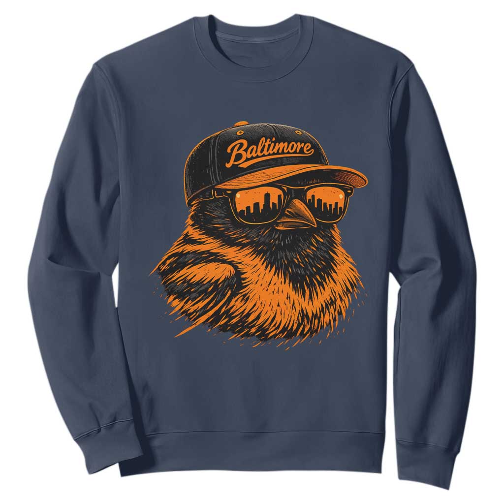 Retro Baltimore Sweatshirt City Pride Oriole With Sunglasses TS10 Navy Print Your Wear