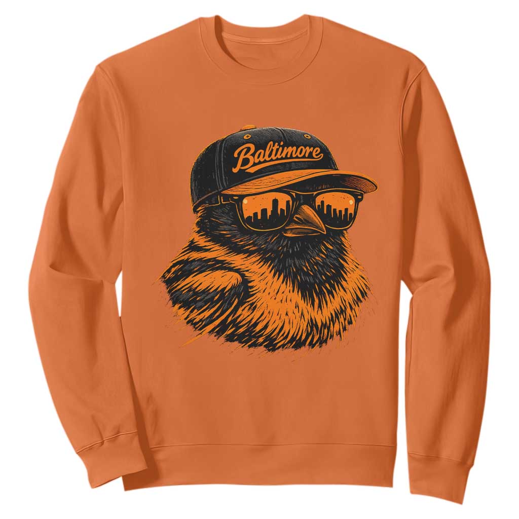 Retro Baltimore Sweatshirt City Pride Oriole With Sunglasses TS10 Orange Print Your Wear