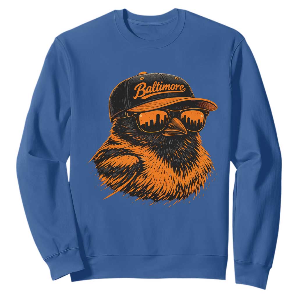 Retro Baltimore Sweatshirt City Pride Oriole With Sunglasses TS10 Royal Blue Print Your Wear