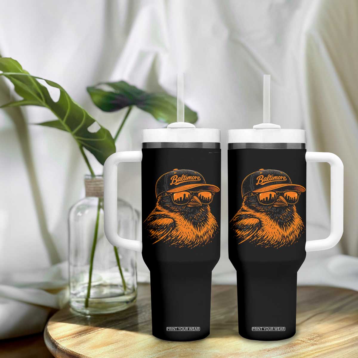Retro Baltimore Tumbler With Handle City Pride Oriole With Sunglasses TS10 Print Your Wear