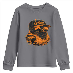Retro Baltimore Youth Sweatshirt City Pride Oriole With Sunglasses TS10 Charcoal Print Your Wear