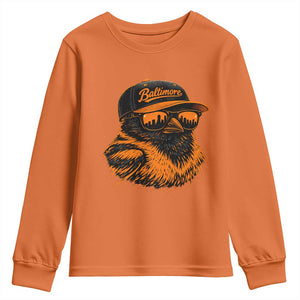 Retro Baltimore Youth Sweatshirt City Pride Oriole With Sunglasses TS10 Orange Print Your Wear