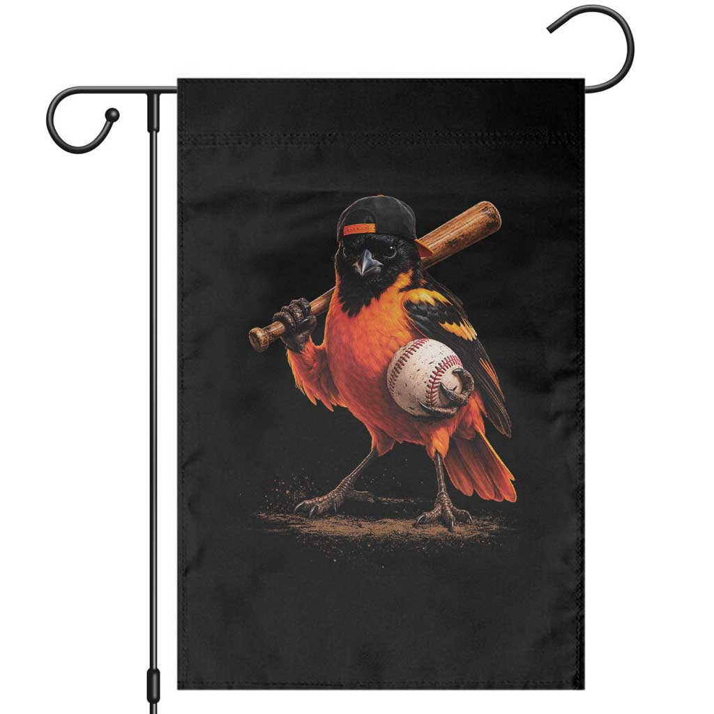 Oriole Baseball Player Garden Flag Retro Funny Bird Mascot Baseball Fans TS10 Black Print Your Wear