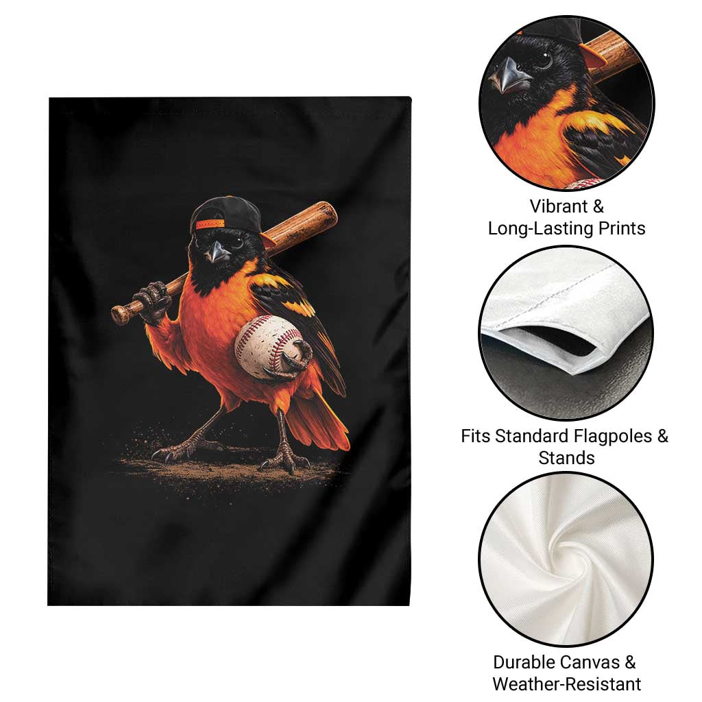 Oriole Baseball Player Garden Flag Retro Funny Bird Mascot Baseball Fans TS10 Print Your Wear
