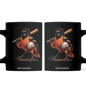 Oriole Baseball Player Coffee Mug Retro Funny Bird Mascot Baseball Fans TS10 Black Print Your Wear
