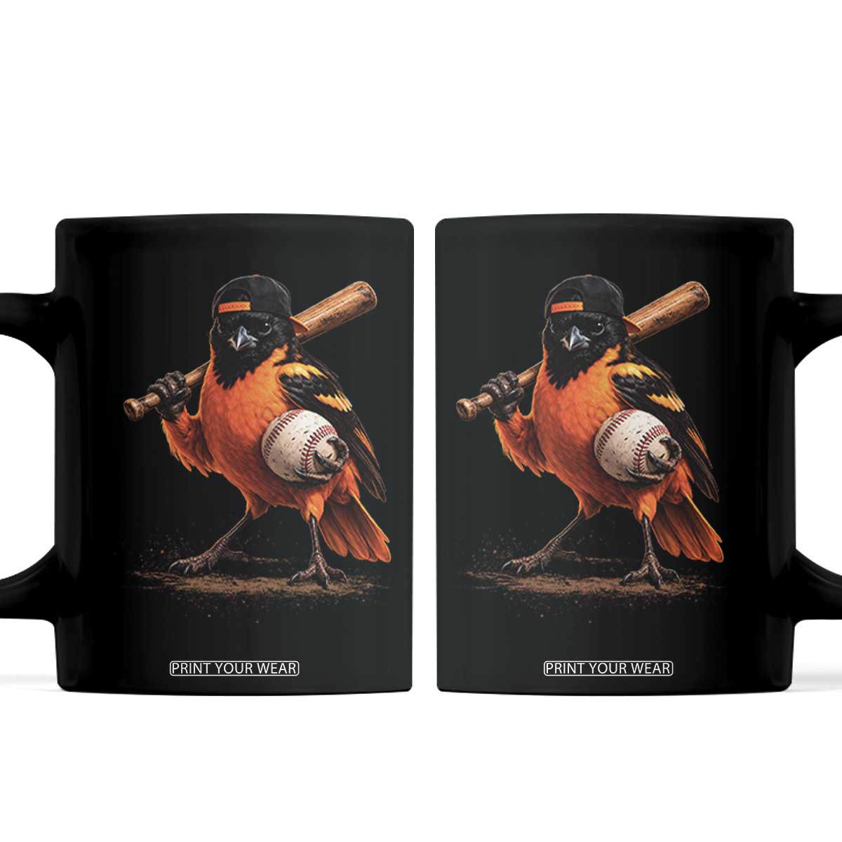 Oriole Baseball Player Coffee Mug Retro Funny Bird Mascot Baseball Fans TS10 Black Print Your Wear