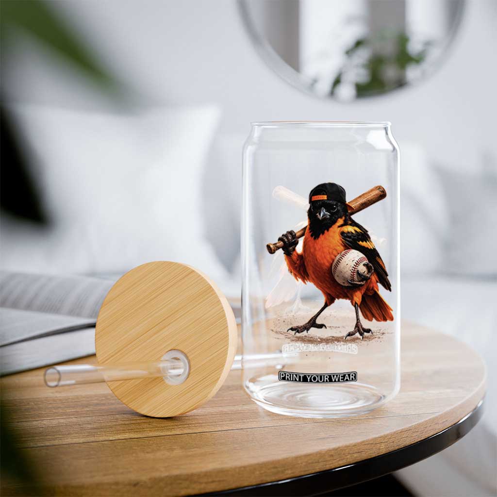 Oriole Baseball Player Glass Can Retro Funny Bird Mascot Baseball Fans TS10 Print Your Wear