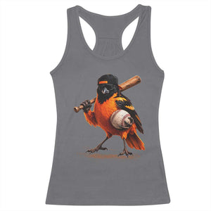 Oriole Baseball Player Racerback Tank Top Retro Funny Bird Mascot Baseball Fans TS10 Charcoal Print Your Wear
