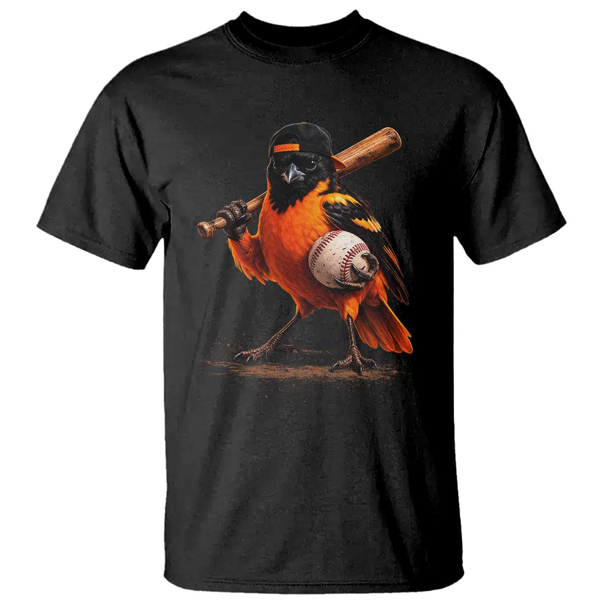 Oriole Baseball Player T Shirt Retro Funny Bird Mascot Baseball Fans TS10 Black Print Your Wear