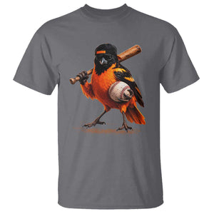 Oriole Baseball Player T Shirt Retro Funny Bird Mascot Baseball Fans TS10 Charcoal Print Your Wear