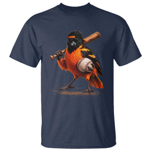 Oriole Baseball Player T Shirt Retro Funny Bird Mascot Baseball Fans TS10 Navy Print Your Wear