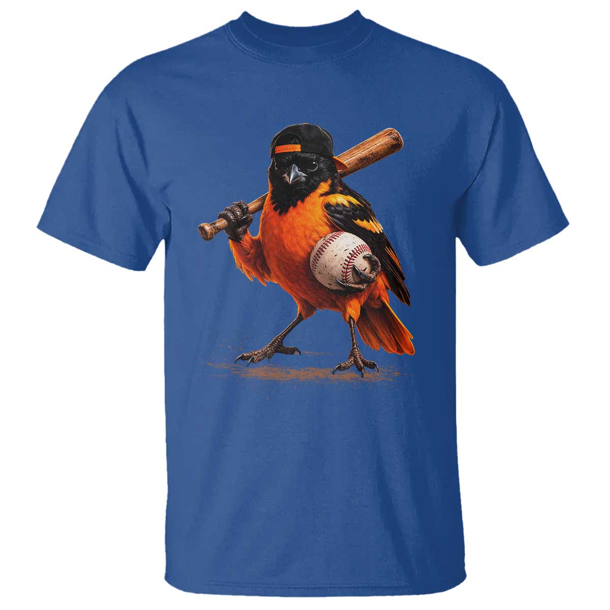 Oriole Baseball Player T Shirt Retro Funny Bird Mascot Baseball Fans TS10 Royal Blue Print Your Wear