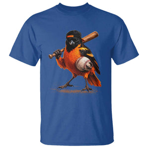 Oriole Baseball Player T Shirt Retro Funny Bird Mascot Baseball Fans TS10 Royal Blue Print Your Wear