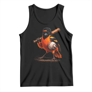 Oriole Baseball Player Tank Top Retro Funny Bird Mascot Baseball Fans TS10 Black Print Your Wear