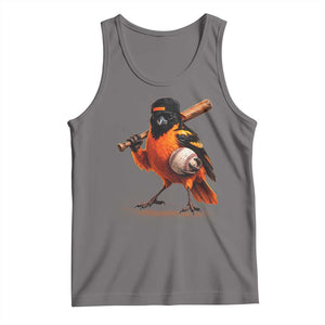 Oriole Baseball Player Tank Top Retro Funny Bird Mascot Baseball Fans TS10 Deep Heather Print Your Wear