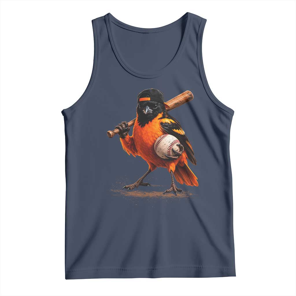Oriole Baseball Player Tank Top Retro Funny Bird Mascot Baseball Fans TS10 Navy Print Your Wear