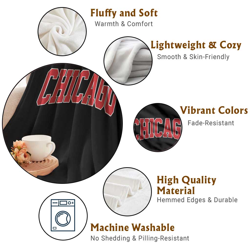 Retro Chicago Throw Blanket Vintage Chicago Throwback Athletic Sports Style 80s 90s TS10 Print Your Wear