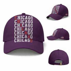 Vintage Chicago Baseball Cap Retro Distressed Classic Chicago TS10 Baseball Cap Universal Fit Purple Print Your Wear