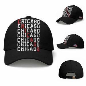 Vintage Chicago Baseball Cap Retro Distressed Classic Chicago TS10 Baseball Cap Universal Fit Black Print Your Wear