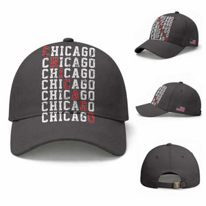 Vintage Chicago Baseball Cap Retro Distressed Classic Chicago TS10 Baseball Cap Universal Fit Dark Gray Print Your Wear