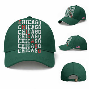 Vintage Chicago Baseball Cap Retro Distressed Classic Chicago TS10 Baseball Cap Universal Fit Irish Green Print Your Wear