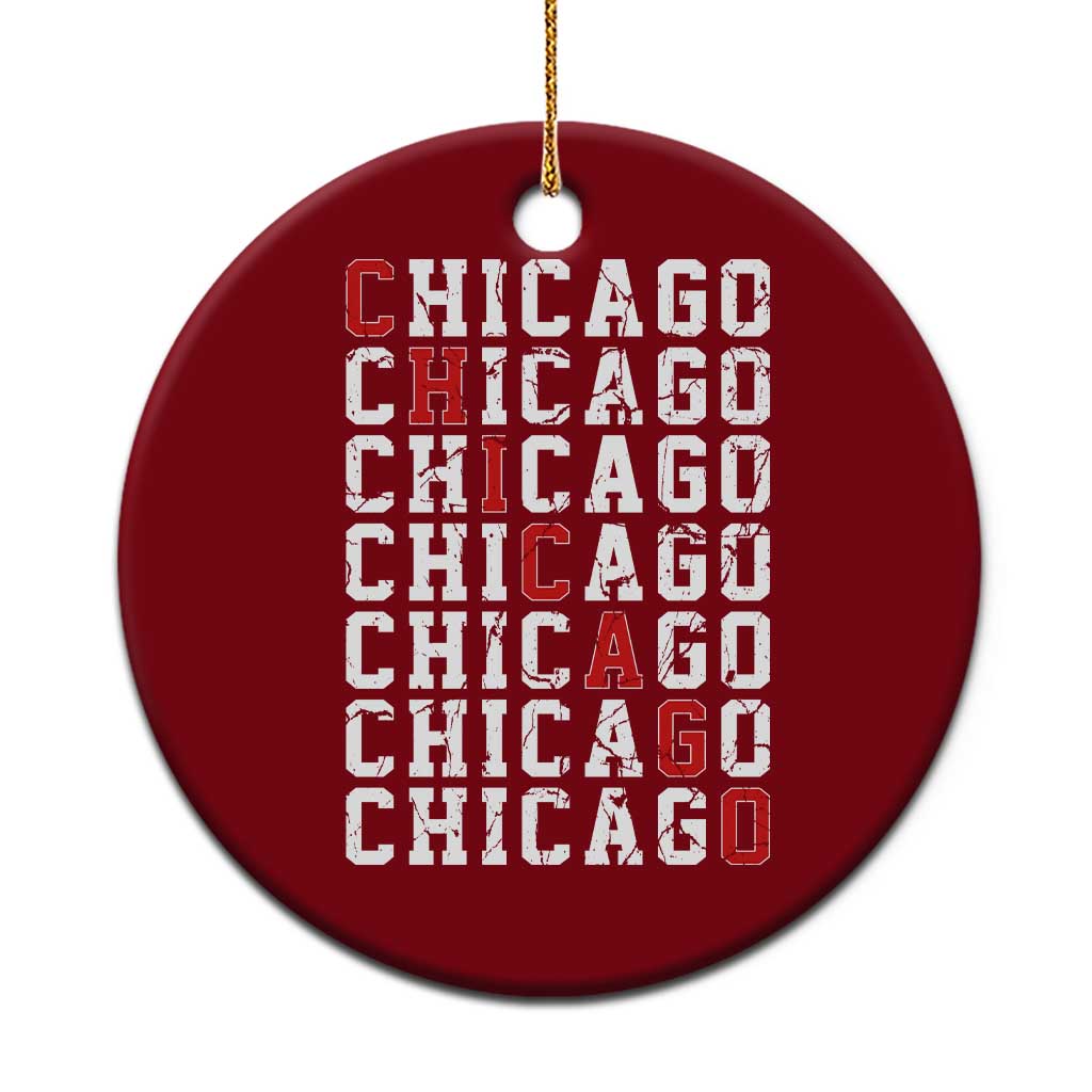 Vintage Chicago Ceramic Ornament Retro Distressed Classic Chicago TS10 1pc Red Print Your Wear