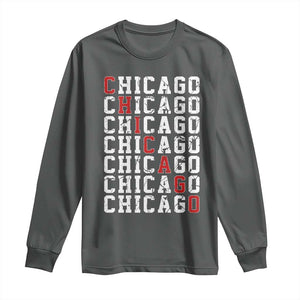 Vintage Chicago Long Sleeve Shirt Retro Distressed Classic Chicago TS10 Dark Heather Print Your Wear