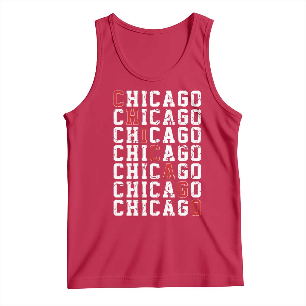 Vintage Chicago Tank Top Retro Distressed Classic Chicago TS10 Red Print Your Wear