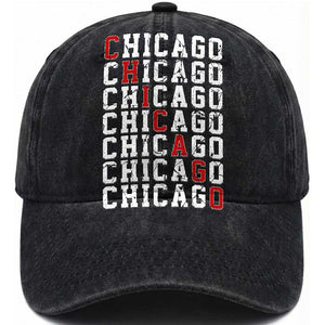Vintage Chicago Washed Cotton Baseball Cap Retro Distressed Classic Chicago TS10 Print Your Wear