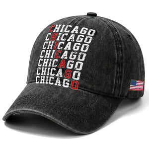 Vintage Chicago Washed Cotton Baseball Cap Retro Distressed Classic Chicago TS10 Print Your Wear