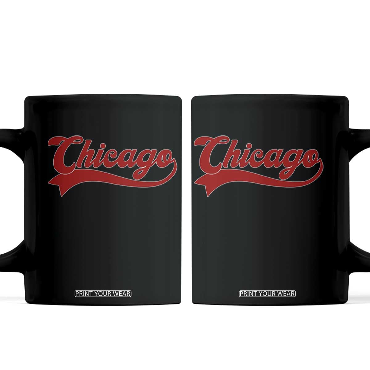 Retro Chicago Coffee Mug Varsity Script Vintage Sports Jersey Style 80s 90s TS10 Black Print Your Wear