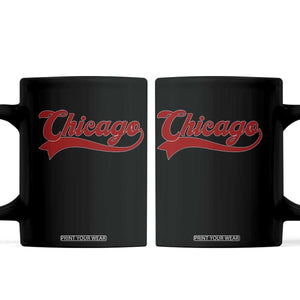 Retro Chicago Coffee Mug Varsity Script Vintage Sports Jersey Style 80s 90s TS10 Black Print Your Wear