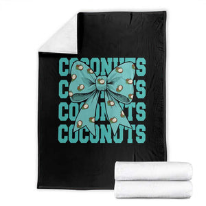 Retro Coconuts Coquette Bow Throw Blanket Summer Beach Coconut Fruit Humor TS10 Black Print Your Wear