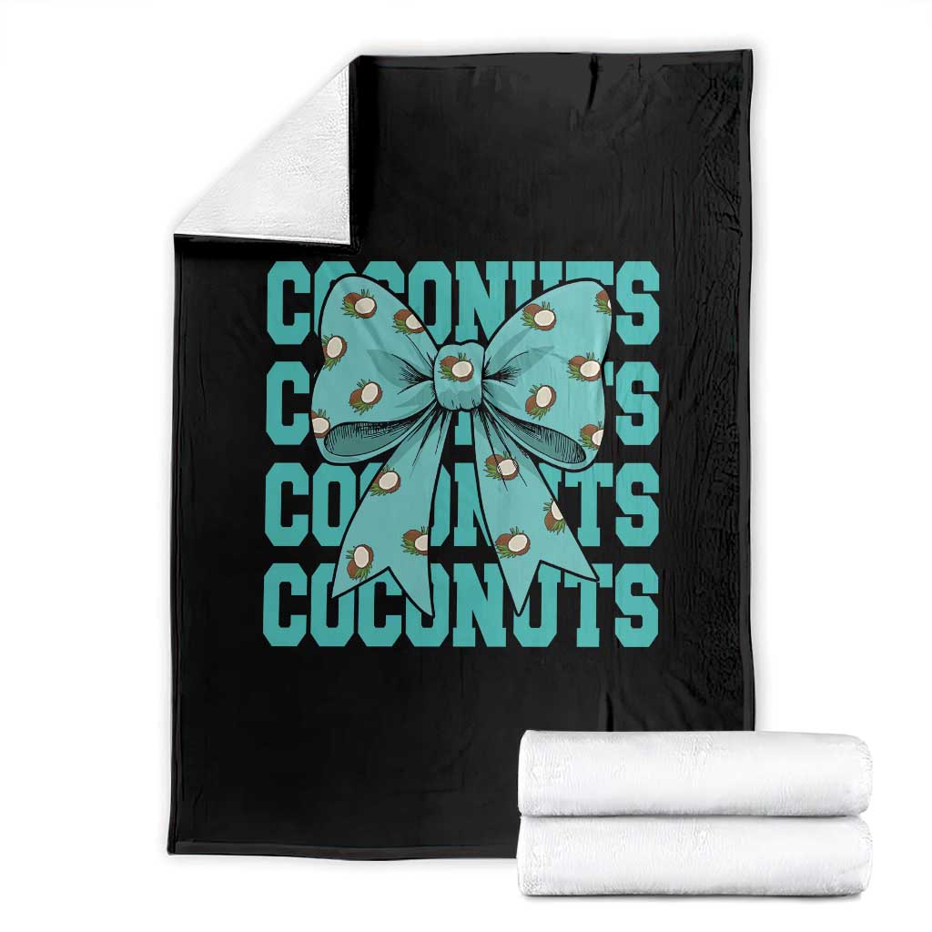 Retro Coconuts Coquette Bow Throw Blanket Summer Beach Coconut Fruit Humor TS10 Black Print Your Wear