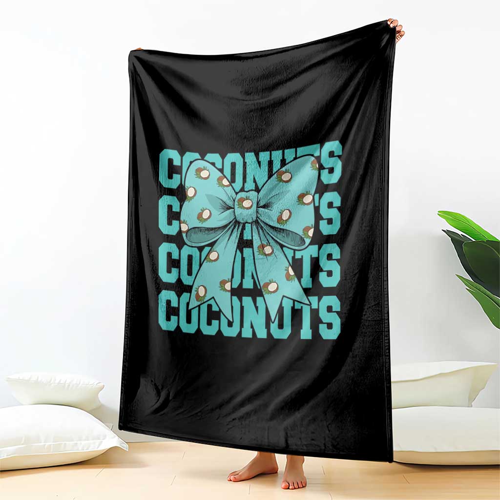 Retro Coconuts Coquette Bow Throw Blanket Summer Beach Coconut Fruit Humor TS10 Print Your Wear