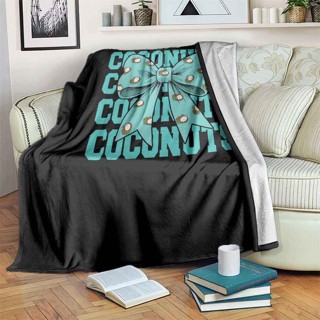 Retro Coconuts Coquette Bow Throw Blanket Summer Beach Coconut Fruit Humor TS10 Print Your Wear