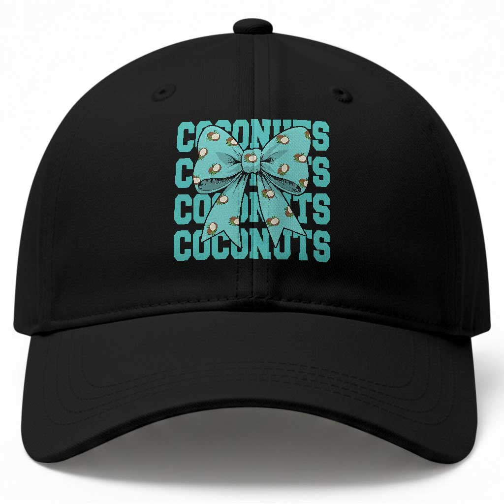 Retro Coconuts Coquette Bow Baseball Cap Summer Beach Coconut Fruit Humor TS10 Print Your Wear