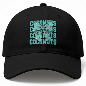 Retro Coconuts Coquette Bow Baseball Cap Summer Beach Coconut Fruit Humor TS10 Print Your Wear
